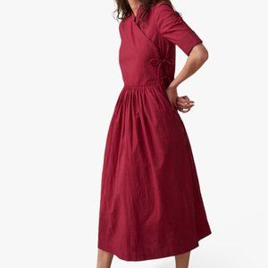 TOAST Cotton Voile Asymmetric Midi Dress in Vermillion Size 2